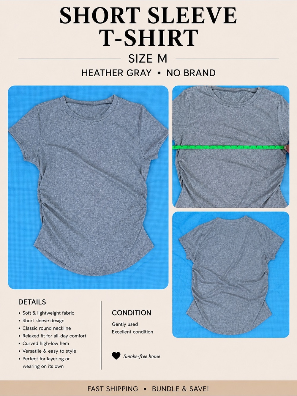 Heather Gray Short Sleeve Tee - No Brand